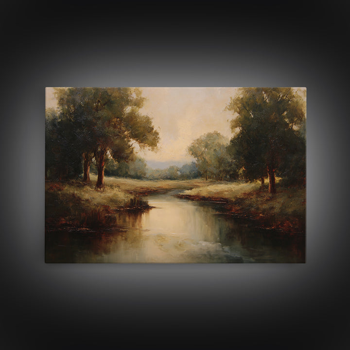 Classic Oil Painted Landscape Framed Canvas Print, Traditional Art, Indian Art, Living Room Decor, Oil Painting, Classic, TRA-3x2-5