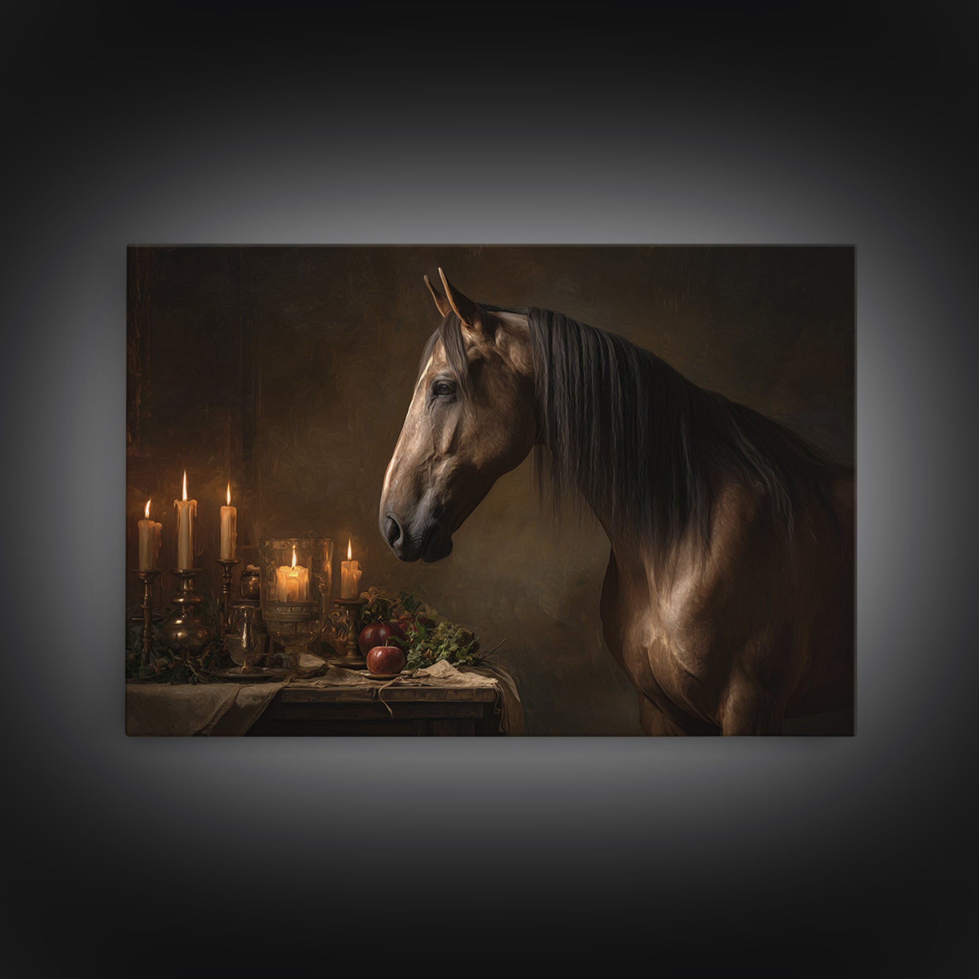 Realistic Horse Portrait Framed Canvas Print, Traditional Art, Digital Print, Living Room Decor, Oil Painting, Classic, TRA-3x2-55