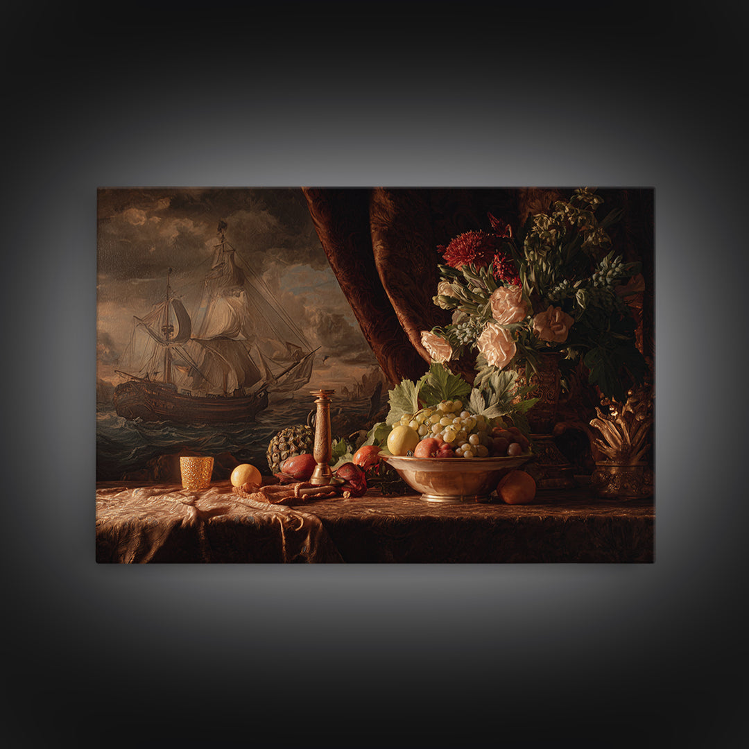 Ship at Sea Canvas Print, Traditional Art, Canvas Print, Living Room Decor, Fine Art, Classic, Neutral Decor, Modern Decor, TRA-3x2-66