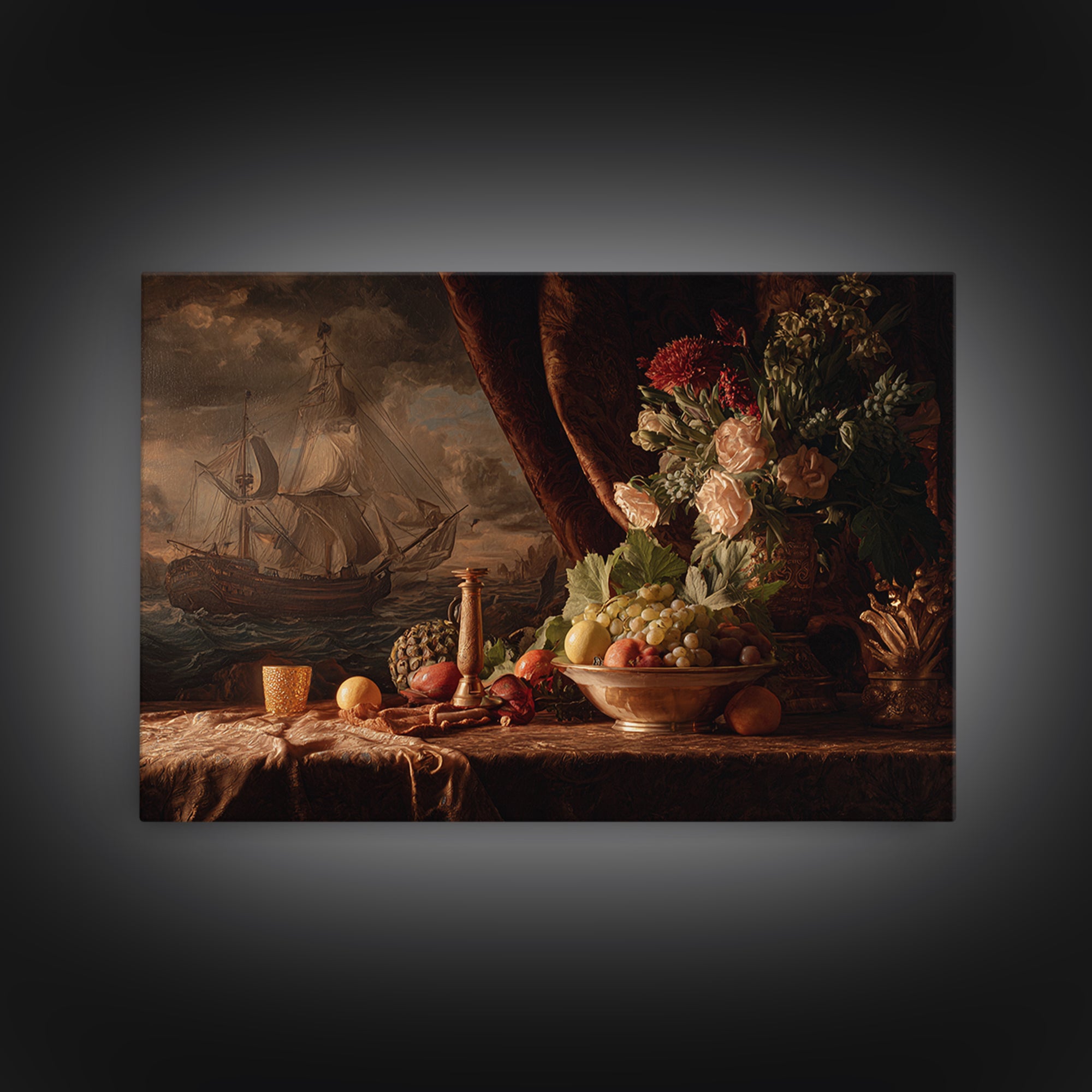 Ship at Sea Canvas Print, Traditional Art, Canvas Print, Living Room Decor, Fine Art, Classic, Neutral Decor, Modern Decor, TRA-3x2-66
