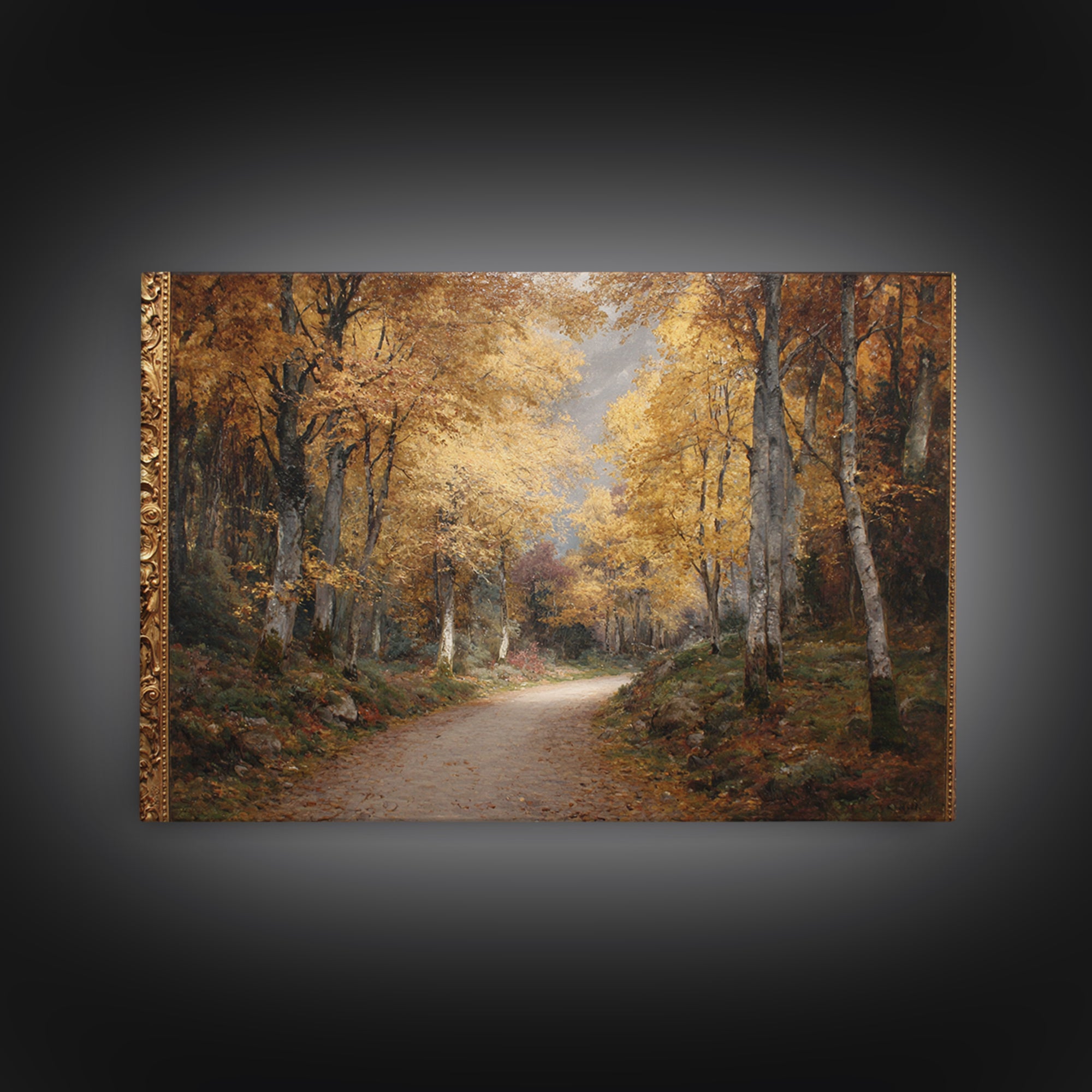 Autumn Forest Road Canvas Print, Traditional Art, Minimalist Decor, Living Room Decor, Oil Painting, Classic, Boho, TRA-3x2-68