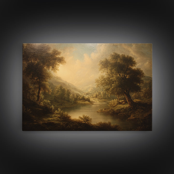 Classic Oil Painted Landscape Framed Canvas Print, Traditional Art, Room Decor, Living Room Decor, Fine Art, Classic, TRA-3x2-77
