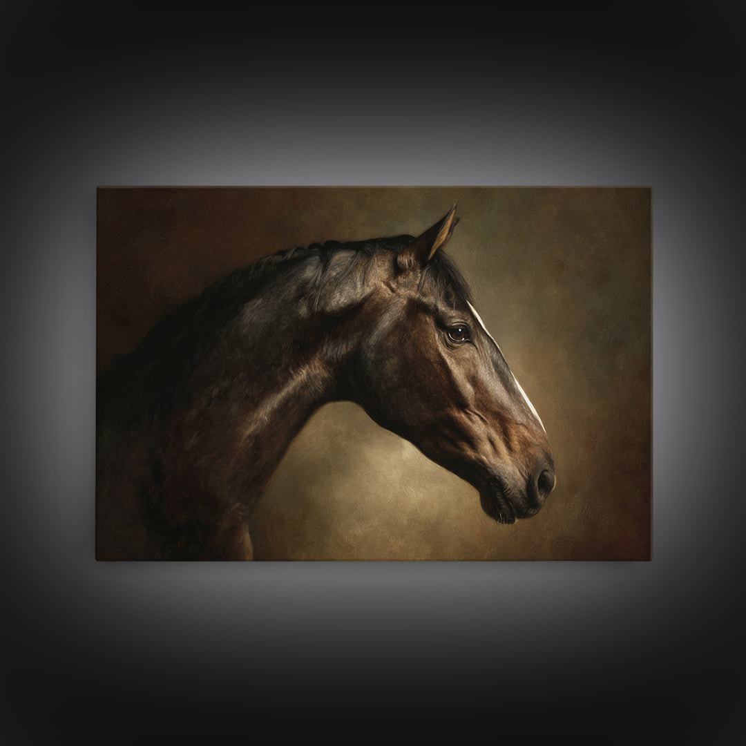 Realistic Horse Portrait Framed Canvas Print, Traditional Art, Luxury Decor, Living Room Decor, Fine Art, Classic, Art Print, TRA-3x2-79