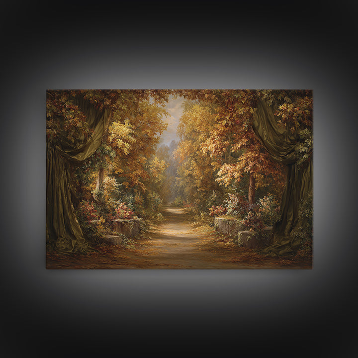 Autumn Forest Road Framed Canvas Print, Traditional Art, Wall Decor, Living Room Decor, Fine Art, Classic, Art Commissions, TRA-3x2-92