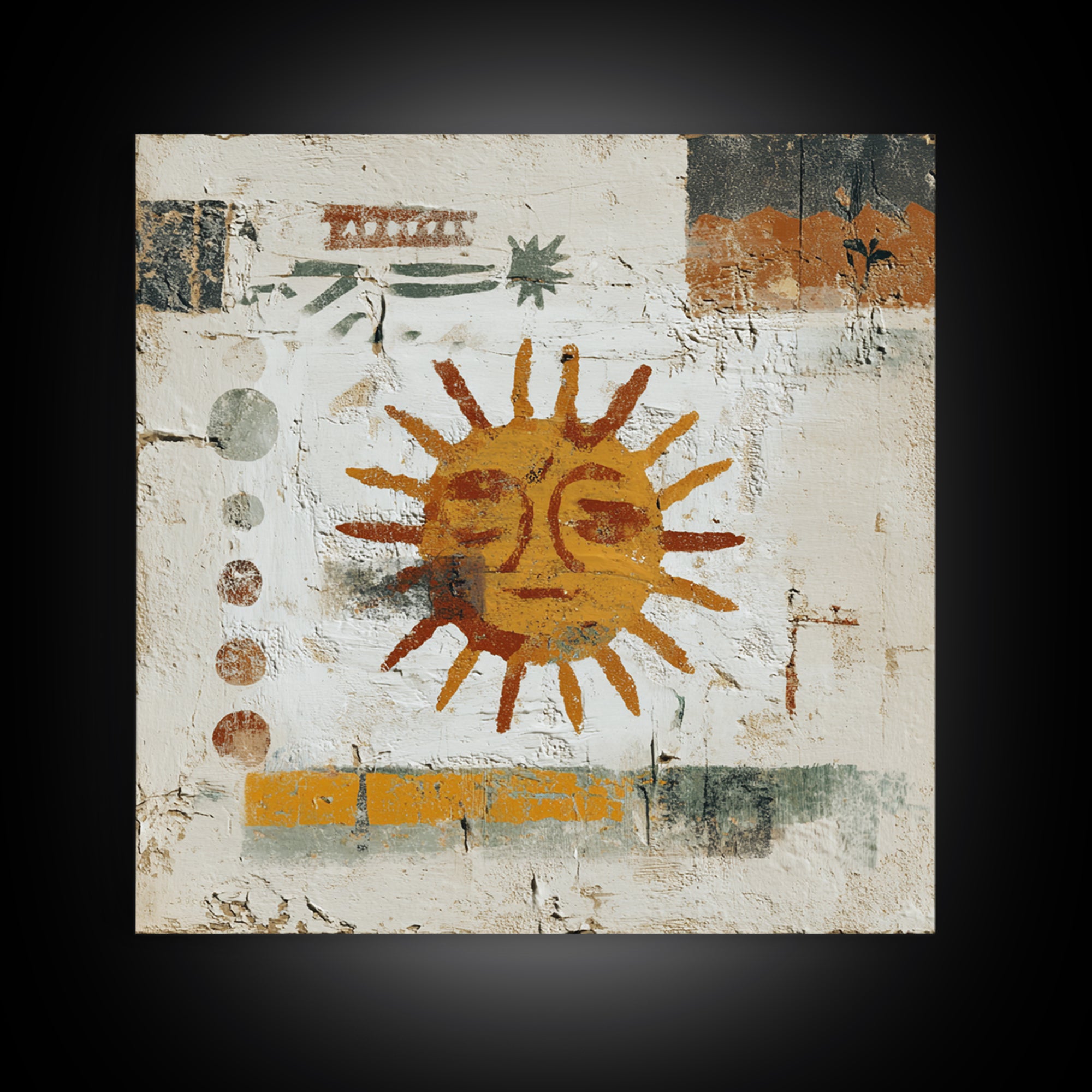 Tribal Sun Symbol Canvas Print, Tribal Art, Black and White Art, Living Room Decor, Fine Art, Tribal, Fine Art Print, TRI-1x1-35