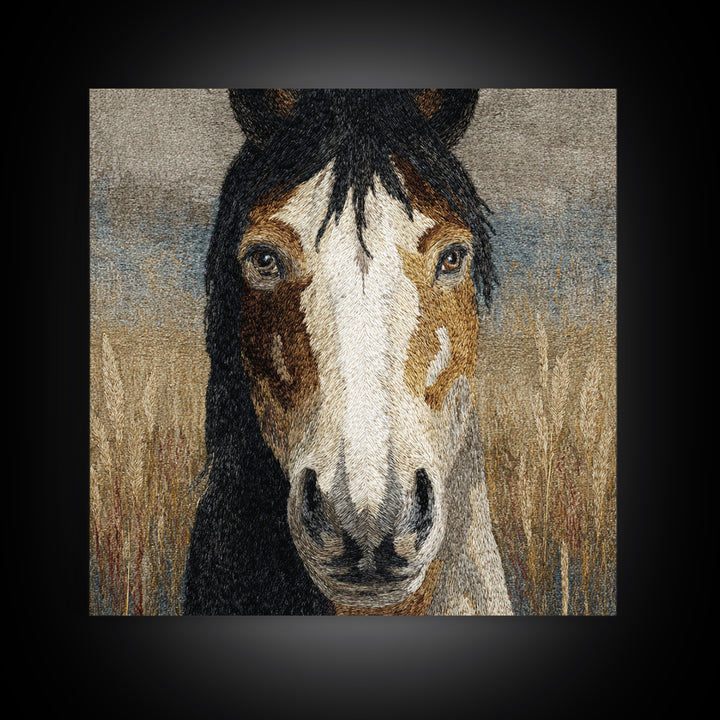 Tribal Horse Pattern Framed Canvas Print, Tribal Art, Original Abstract, Living Room Decor, Abstract Art, Tribal, Wall Art, TRI-1x1-42