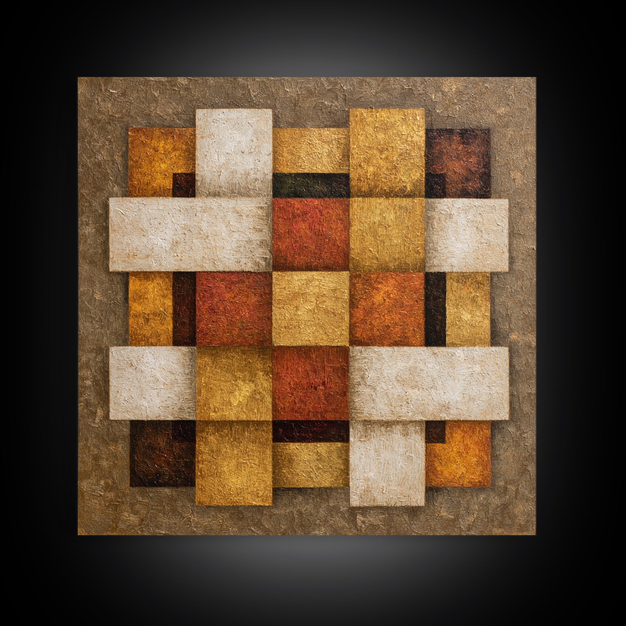 Woven Basket Pattern Enlarged as Modern Art Framed Canvas Print, Tribal Art, Statement Artwork, Living Room Decor, Tribal, TRI-1x1-62