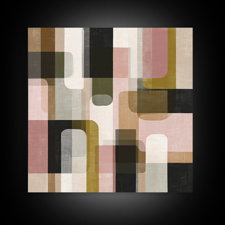Earth Tone Geometric Pattern by Woven Cloth Framed Canvas Print, Tribal Art, Art Print, Living Room Decor, Abstract Art, Tribal, TRI-1x1-74