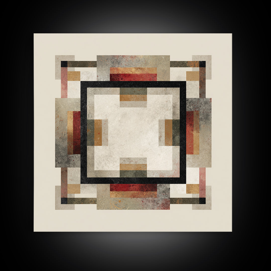 Geometric Border Design by Global Textiles Canvas Print, Tribal Art, Minimalist Decor, Living Room Decor, Fine Art, Tribal, TRI-1x1-92