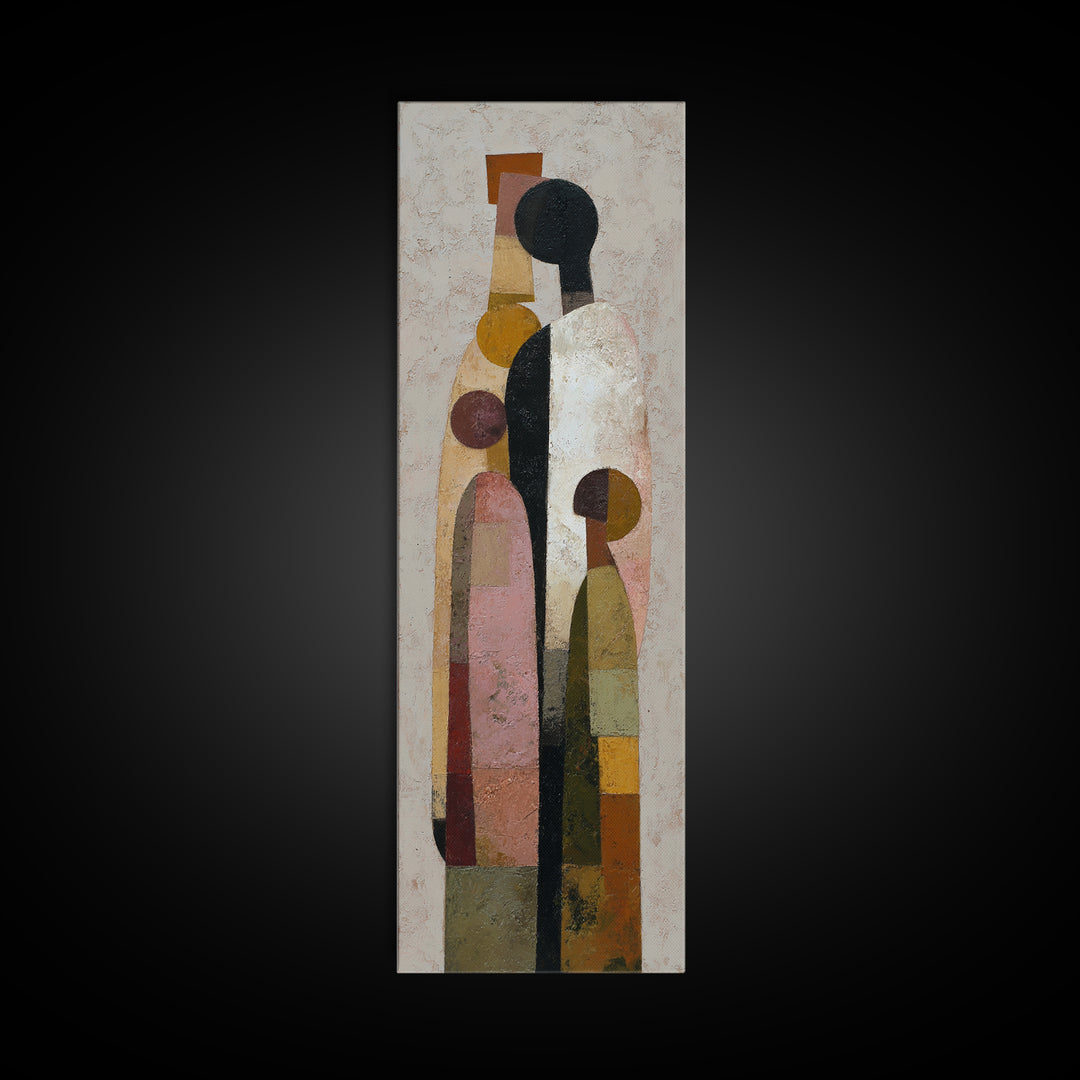 Abstract Family Figures Canvas Print, Tribal Art, Rustic Home Decor, Living Room Decor, Fine Art, Tribal, Modern Decor, TRI-1x3-11