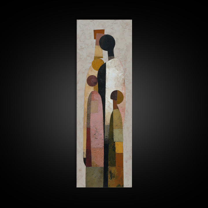 Abstract Family Figures Canvas Print, Tribal Art, Rustic Home Decor, Living Room Decor, Fine Art, Tribal, Modern Decor, TRI-1x3-11