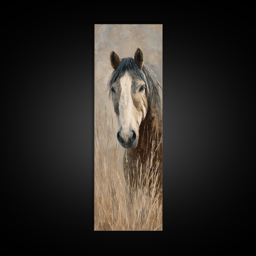 Tribal Horse Pattern Framed Canvas Print, Tribal Art, Fine Art Print, Living Room Decor, Oil Painting, Tribal, Wall Decor, TRI-1x3-30