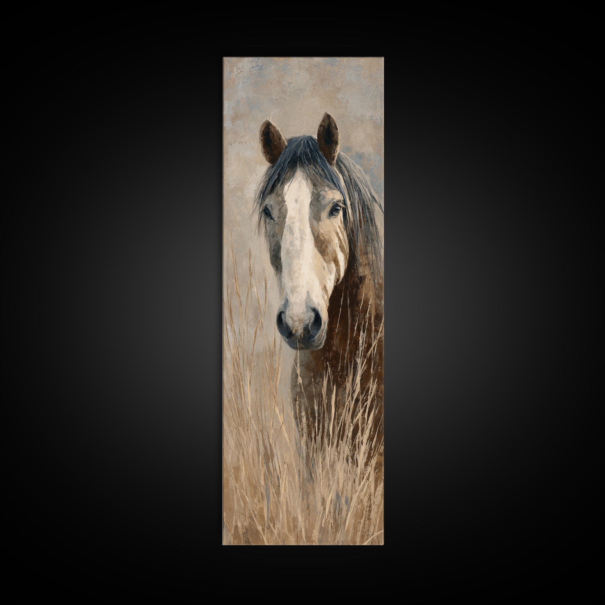 Tribal Horse Pattern Framed Canvas Print, Tribal Art, Fine Art Print, Living Room Decor, Oil Painting, Tribal, Wall Decor, TRI-1x3-30