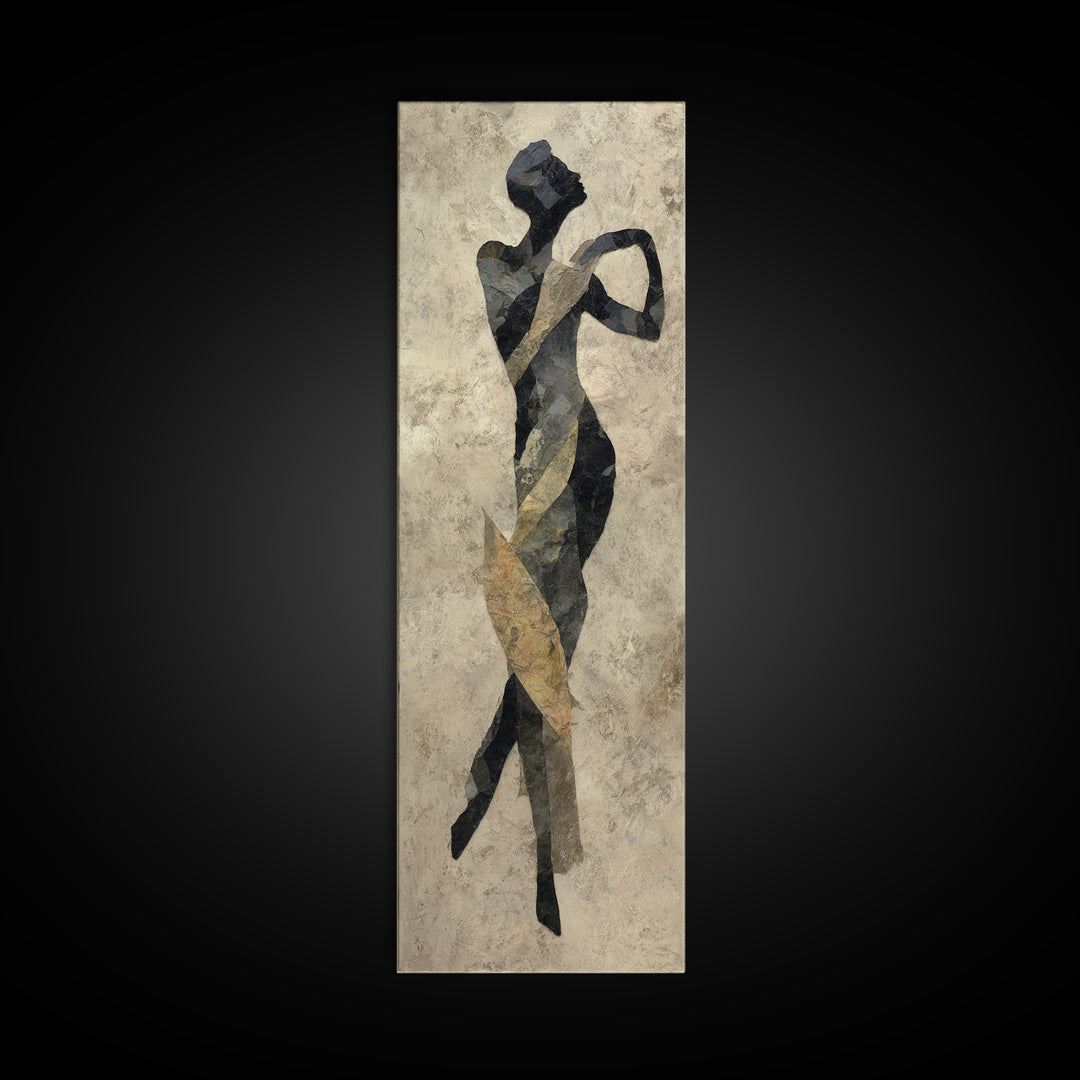 Ceremonial Dancer Silhouette Canvas Print, Tribal Art, Living Room Decor, Oil Painting, Tribal, Unique Wall Art, TRI-1x3-63