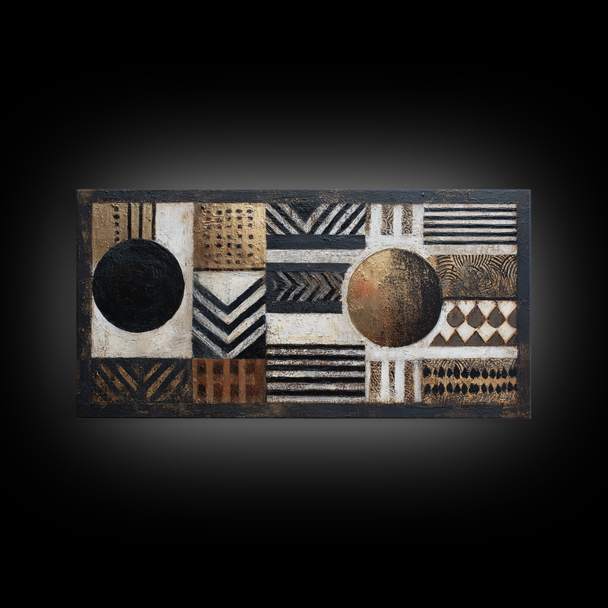 Mud Cloth Black and Cream Pattern Framed Canvas Print, Tribal Art, African Wall Art, Living Room Decor, Fine Art, Tribal, TRI-2x1-3