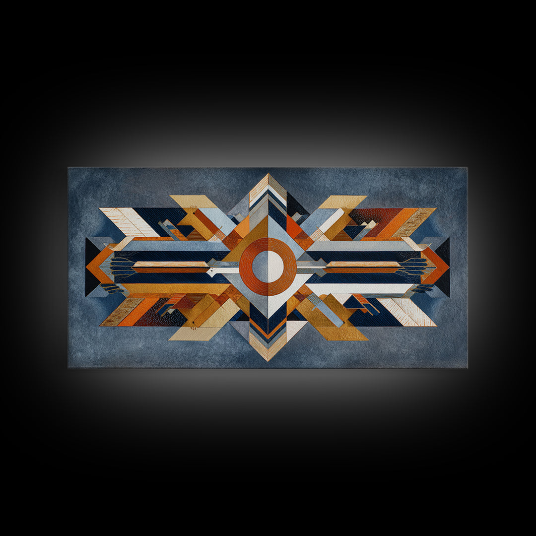Eagle Totem with Feathers and Geometric Shapes Canvas Print, Tribal Art, Home Decor, Living Room Decor, Abstract Art, Tribal, TRI-2x1-32