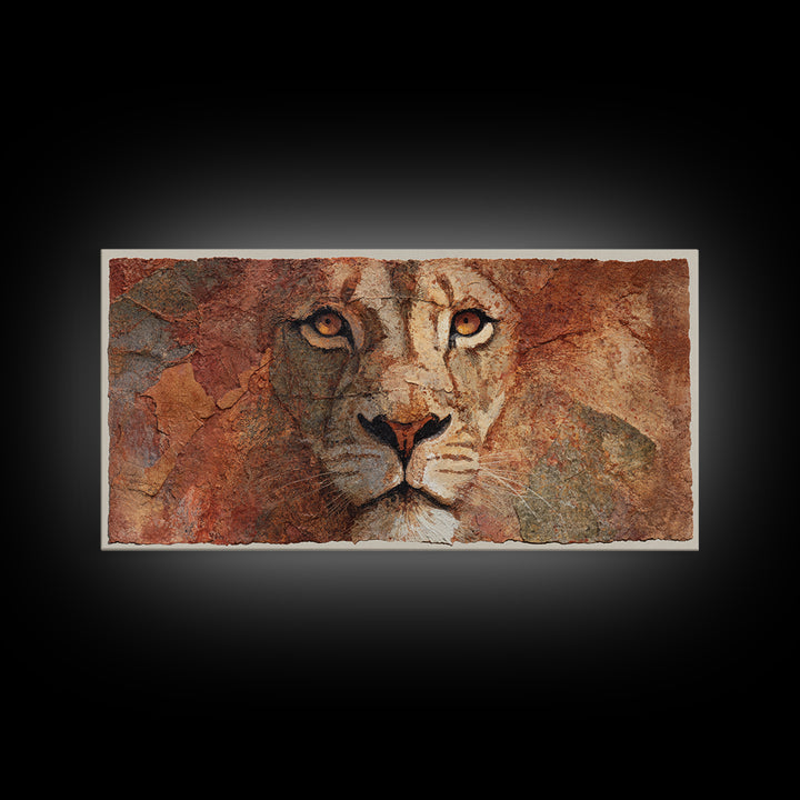 Lion Mask Abstraction Framed Canvas Print, Tribal Art, Living Room Decor, Tribal, Rustic Home Decor, Black and White Art, TRI-2x1-60