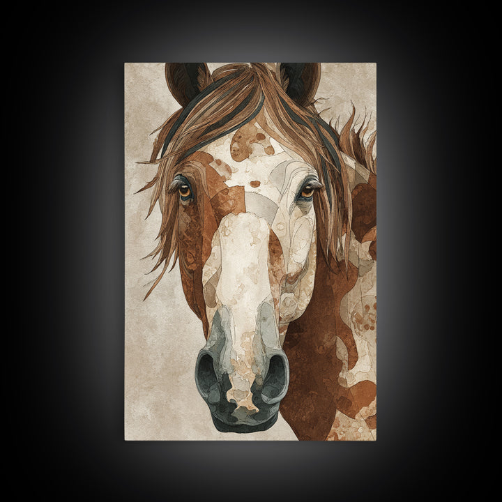 Tribal Horse Pattern Framed Canvas Print, Tribal Art, Art, Living Room Decor, Abstract Art, Tribal, Gallery Wall Art, TRI-2x3-26