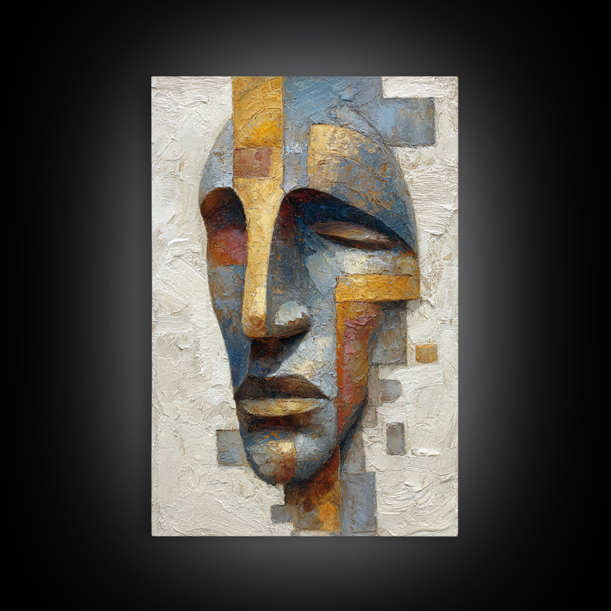 Bold Mask Portrait Canvas Print, Tribal Art, Ethnic Art, Living Room Decor, Fine Art, Tribal, Contemporary Art, Wall Art, TRI-2x3-57