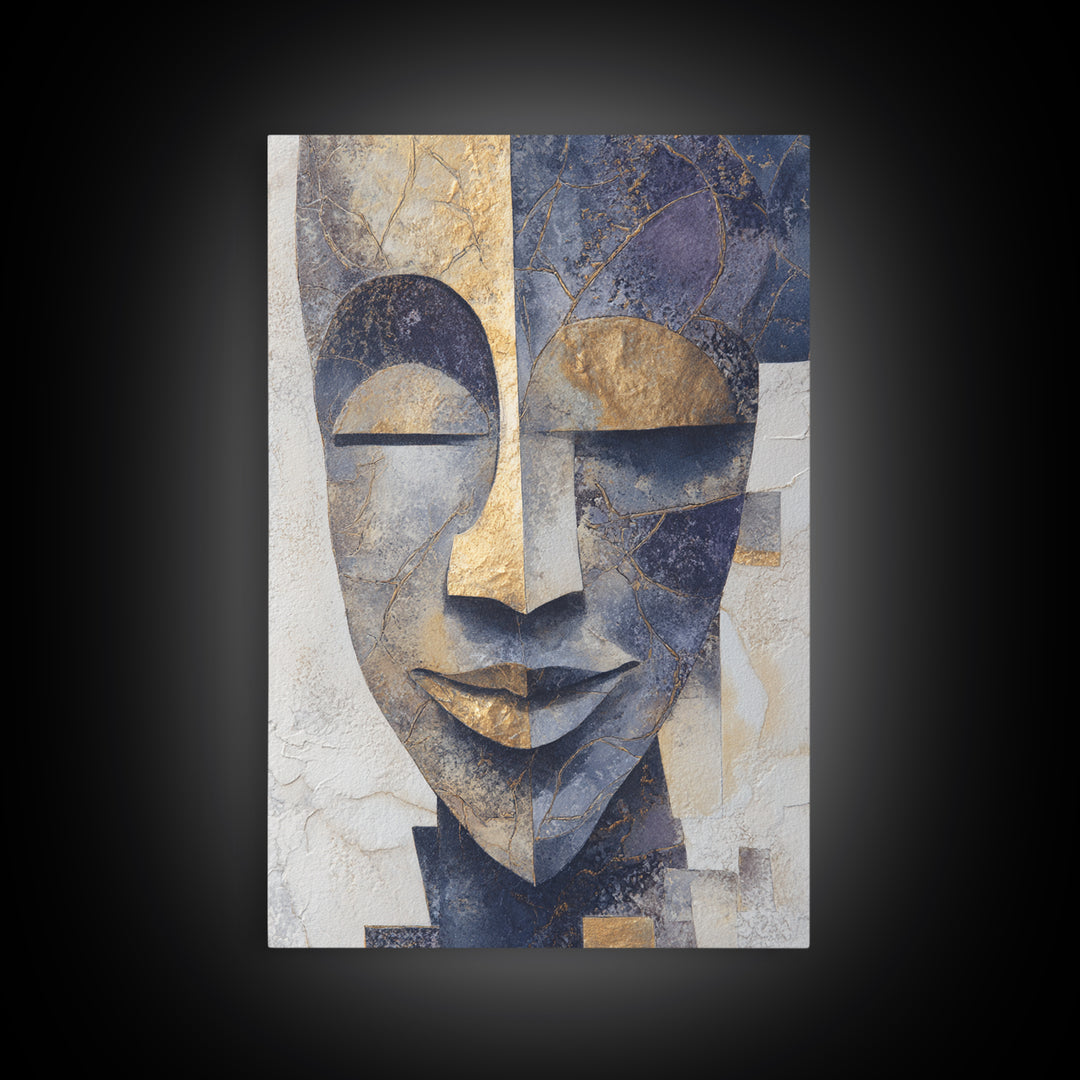 Bold Mask Portrait Canvas Print, Tribal Art, Canvas Painting, Living Room Decor, Oil Painting, Tribal, Original Abstract, TRI-2x3-9