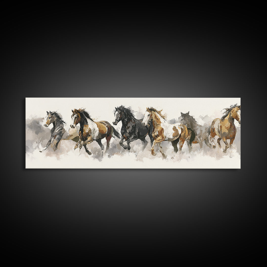 Tribal Horse Pattern Framed Canvas Print, Tribal Art, Boho Wall Decor, Living Room Decor, Fine Art, Tribal, Southwestern Decor, TRI-3x1-10