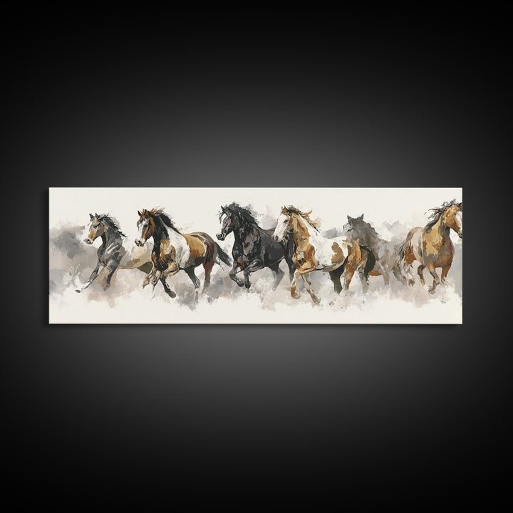 Tribal Horse Pattern Framed Canvas Print, Tribal Art, Boho Wall Decor, Living Room Decor, Fine Art, Tribal, Southwestern Decor, TRI-3x1-10