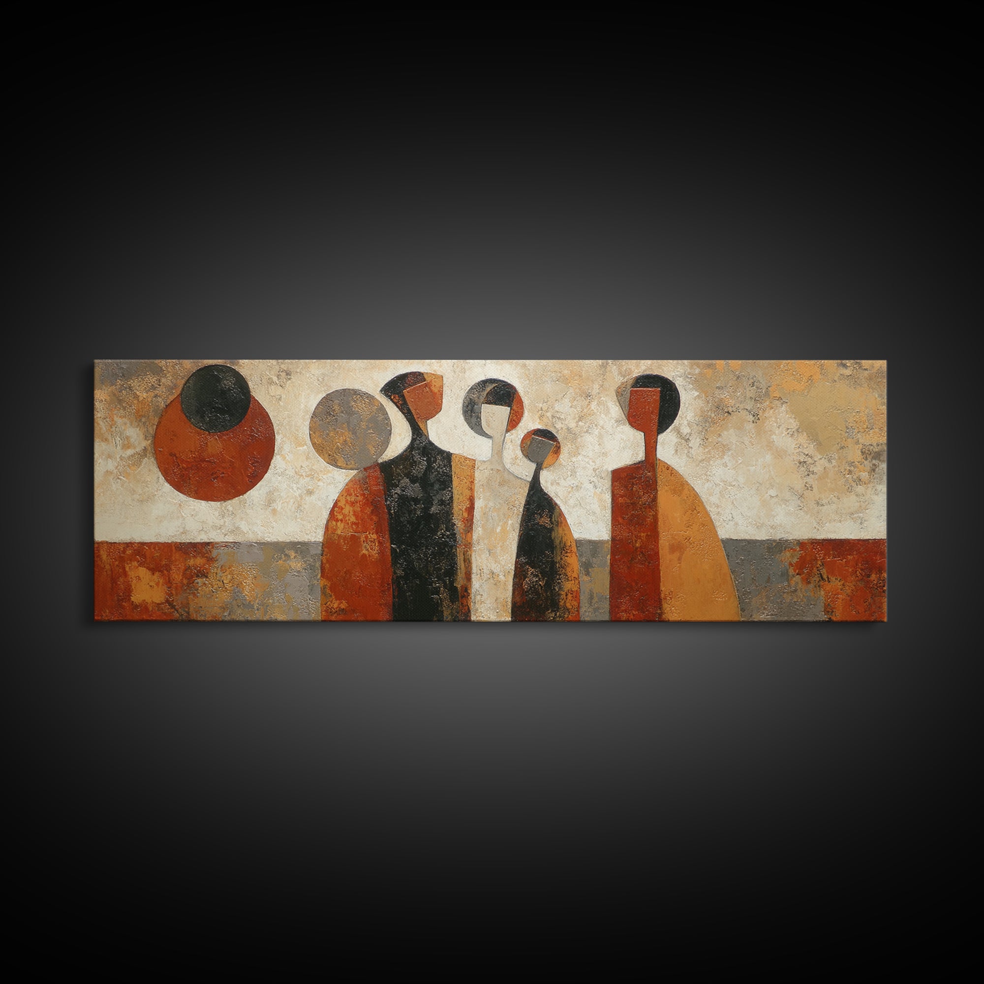 Abstract Family Figures Framed Canvas Print, Tribal Art, Fine Art Print, Living Room Decor, Fine Art, Tribal, Wall Decor, TRI-3x1-15