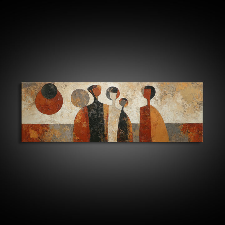 Abstract Family Figures Framed Canvas Print, Tribal Art, Fine Art Print, Living Room Decor, Fine Art, Tribal, Wall Decor, TRI-3x1-15