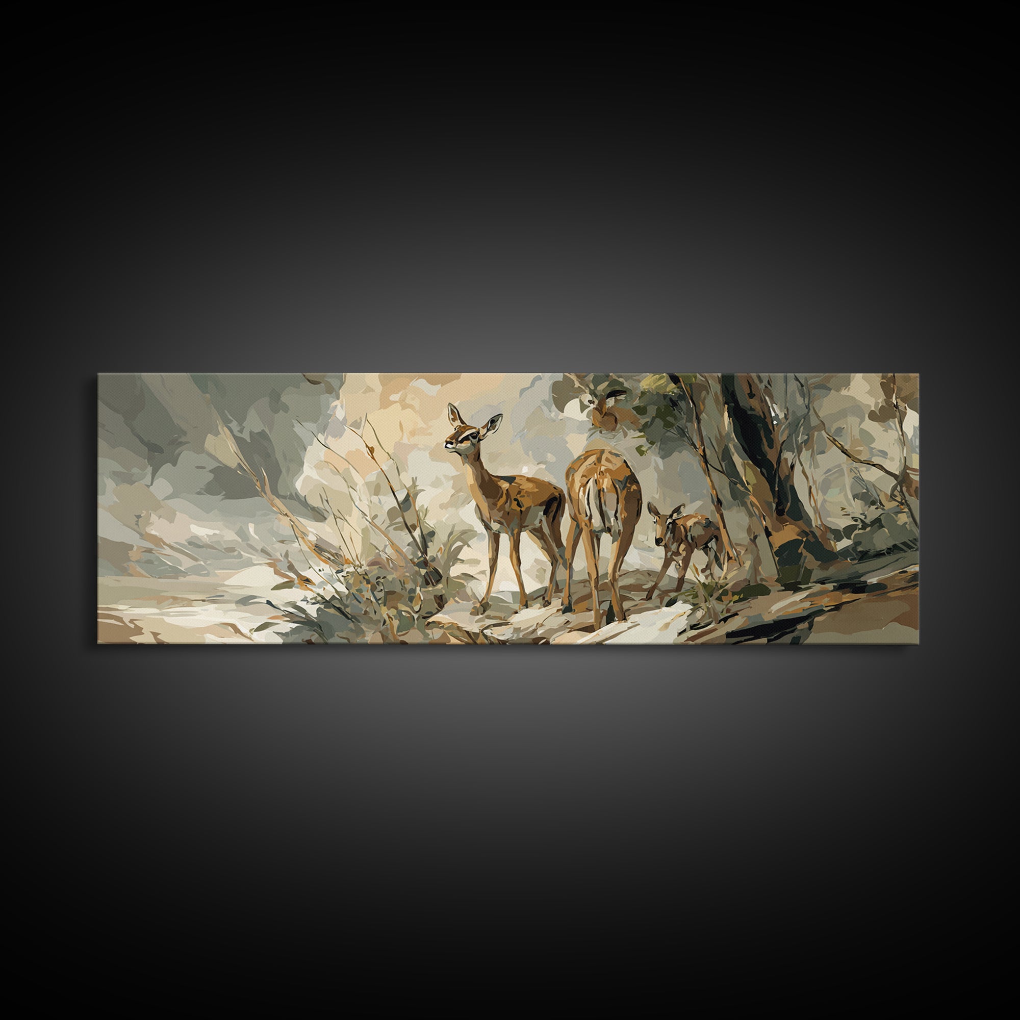 Ancient Cave Art Running Animals Canvas Print, Tribal Art, Modern Decor, Living Room Decor, Abstract Art, Tribal, Wall Decor, TRI-3x1-25