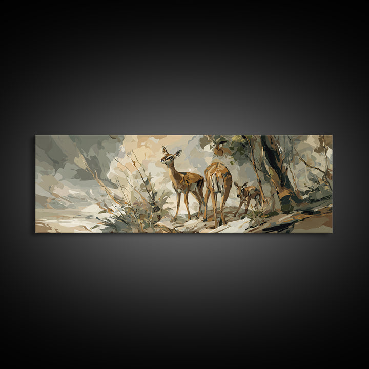 Ancient Cave Art Running Animals Canvas Print, Tribal Art, Modern Decor, Living Room Decor, Abstract Art, Tribal, Wall Decor, TRI-3x1-25