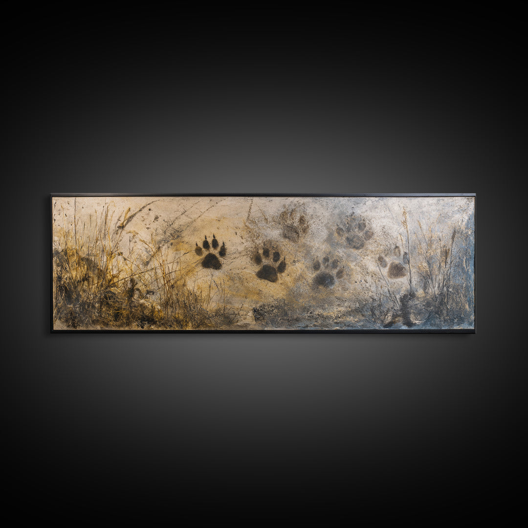 Handprint and Animal Track Composition Canvas Print, Tribal Art, Ethnic Art, Living Room Decor, Fine Art, Tribal, TRI-3x1-33