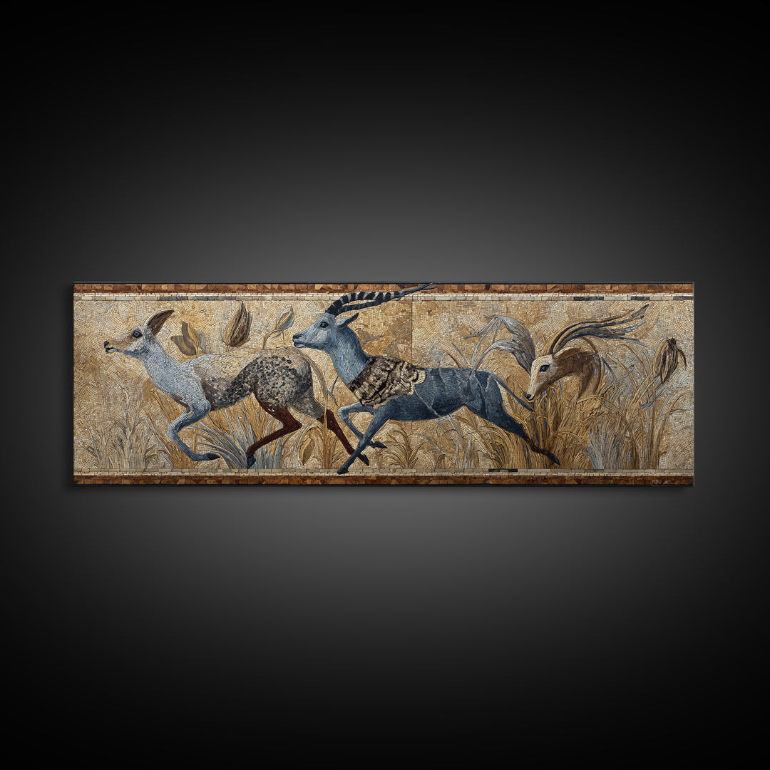 Ancient Cave Art Running Animals Canvas Print, Tribal Art, Modern Decor, Living Room Decor, Abstract Art, Tribal, Wall Decor, TRI-3x1-49