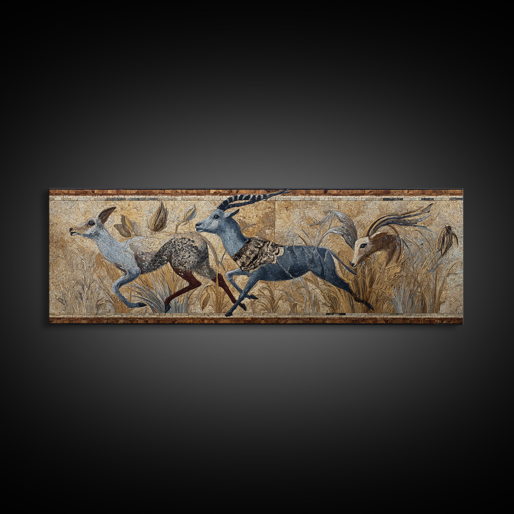 Ancient Cave Art Running Animals Canvas Print, Tribal Art, Modern Decor, Living Room Decor, Abstract Art, Tribal, Wall Decor, TRI-3x1-49