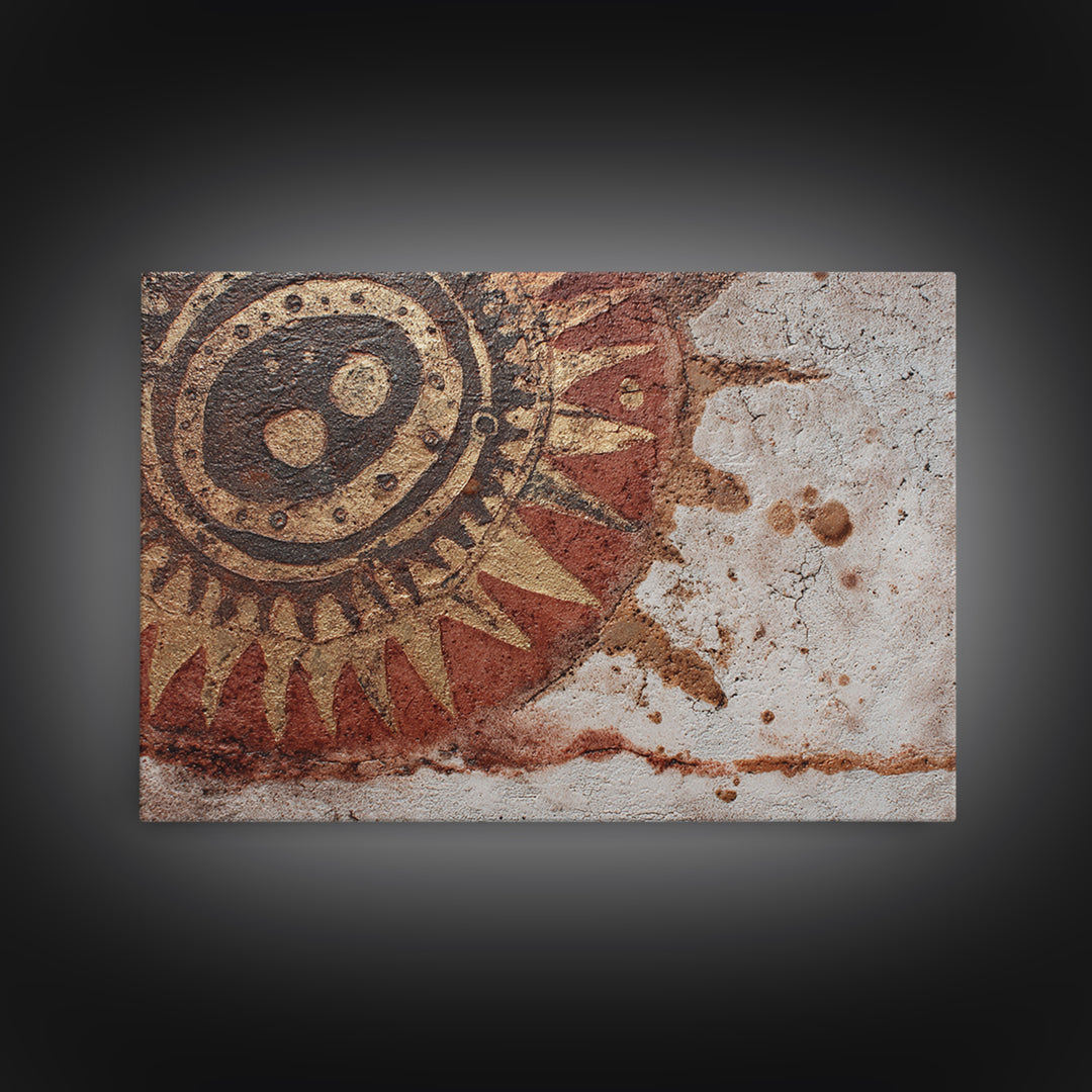 Handprint and Animal Track Composition Framed Canvas Print, Tribal Art, Room Decor, Living Room Decor, Fine Art, Tribal, TRI-3x2-45