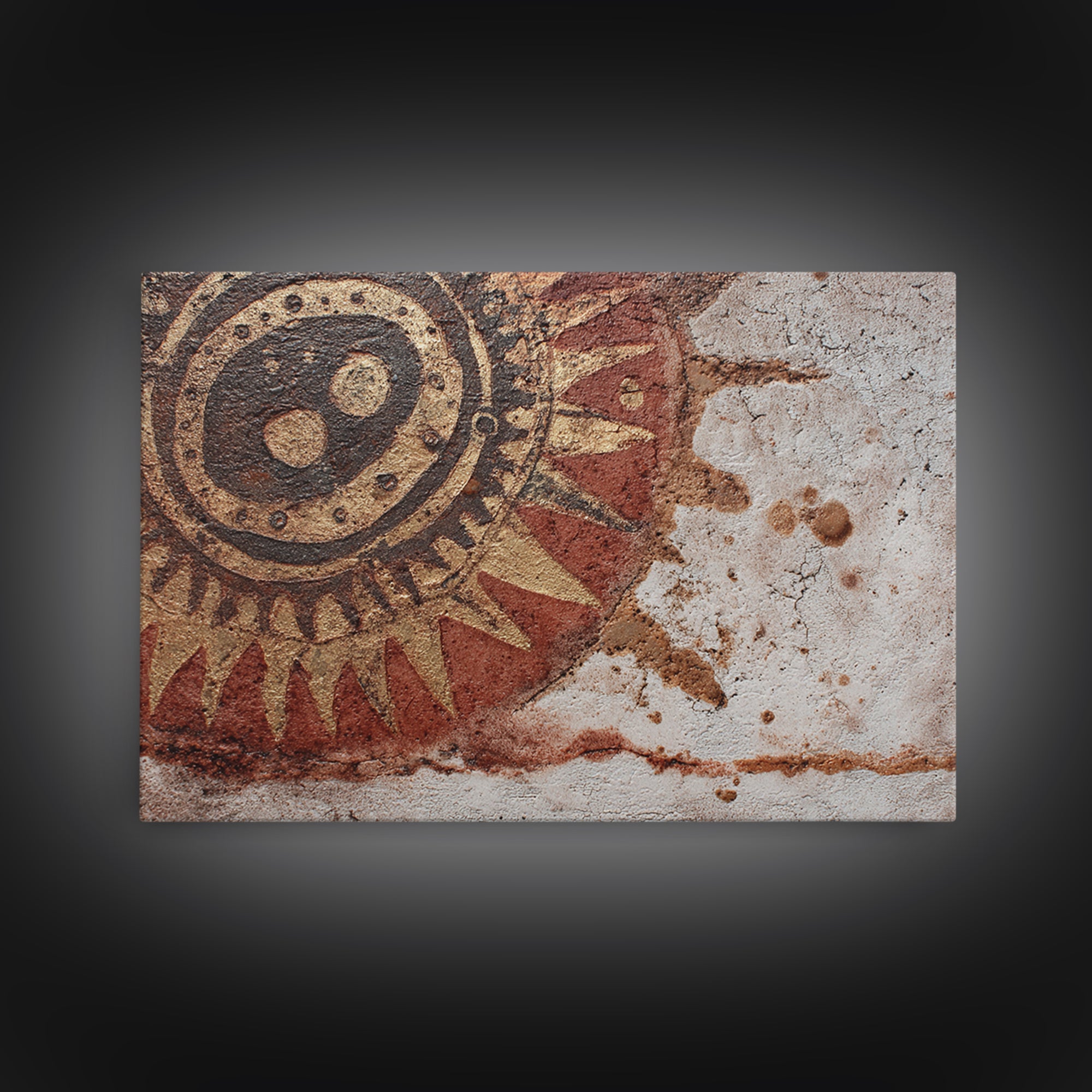 Handprint and Animal Track Composition Framed Canvas Print, Tribal Art, Room Decor, Living Room Decor, Fine Art, Tribal, TRI-3x2-45