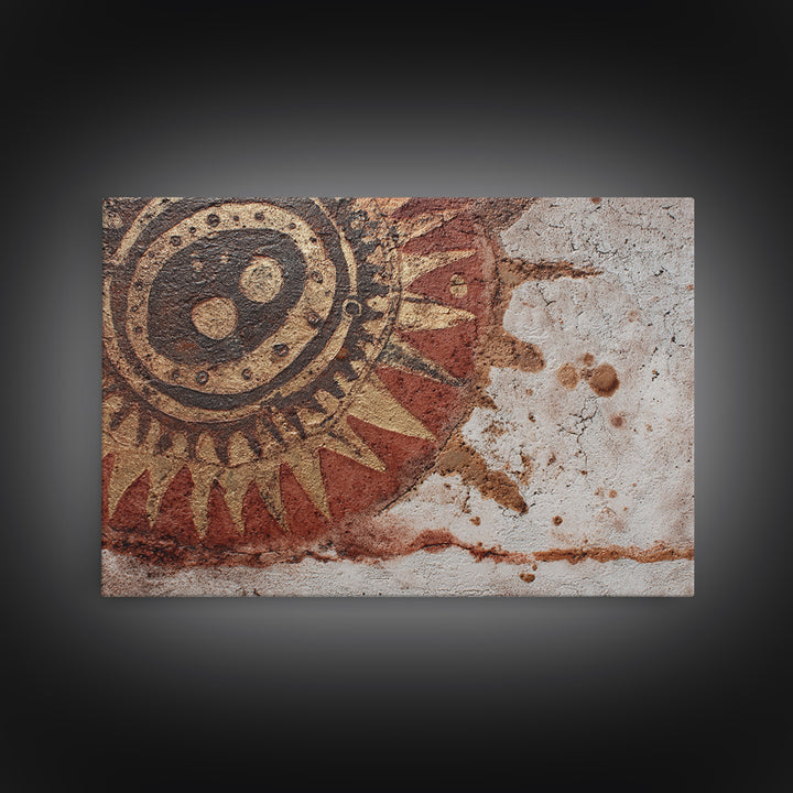 Handprint and Animal Track Composition Framed Canvas Print, Tribal Art, Room Decor, Living Room Decor, Fine Art, Tribal, TRI-3x2-45