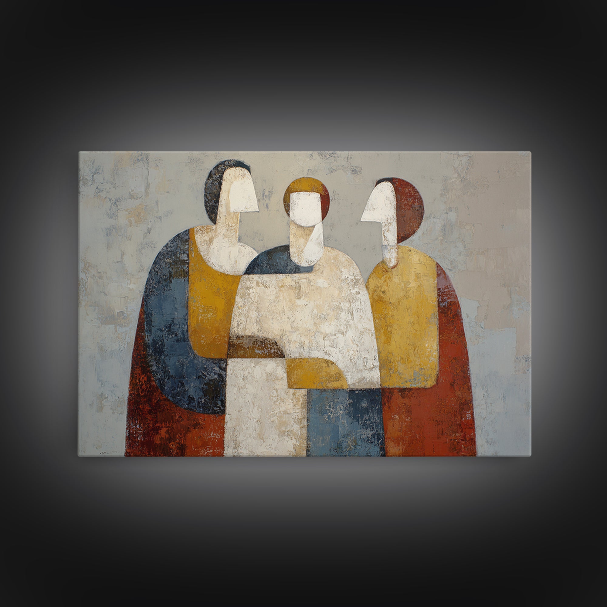 Abstract Family Figures Canvas Print, Tribal Art, Original Art, Living Room Decor, Fine Art, Tribal, Native American Art, TRI-3x2-51