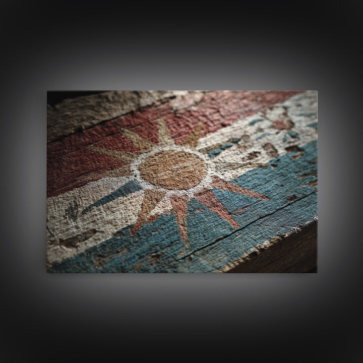 Tribal Sun Symbol Framed Canvas Print, Tribal Art, Fine Art Print, Living Room Decor, Fine Art, Tribal, Wall Decor, TRI-3x2-63