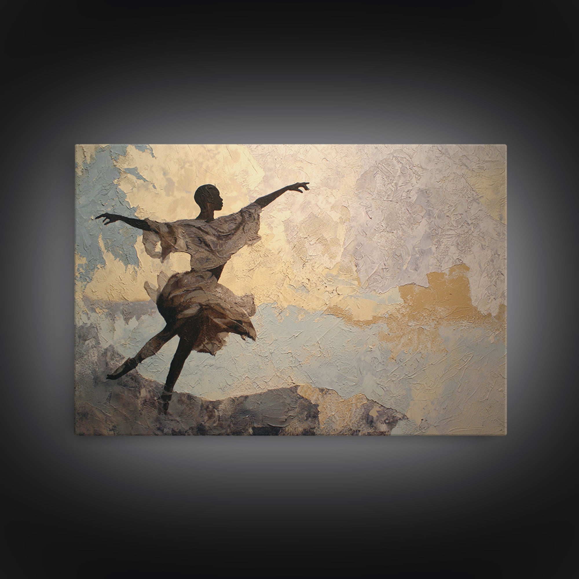 Ceremonial Dancer Silhouette Framed Canvas Print, Tribal Art, Abstract Print, Living Room Decor, Abstract Art, Tribal, TRI-3x2-7