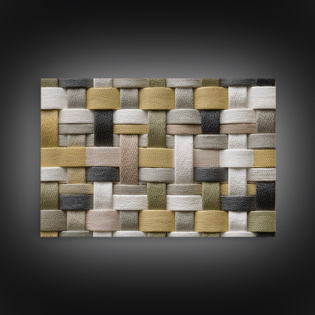 Woven Basket Pattern Enlarged as Modern Art Framed Canvas Print, Tribal Art, Gallery Decor, Living Room Decor, Fine Art, Tribal, TRI-3x2-90