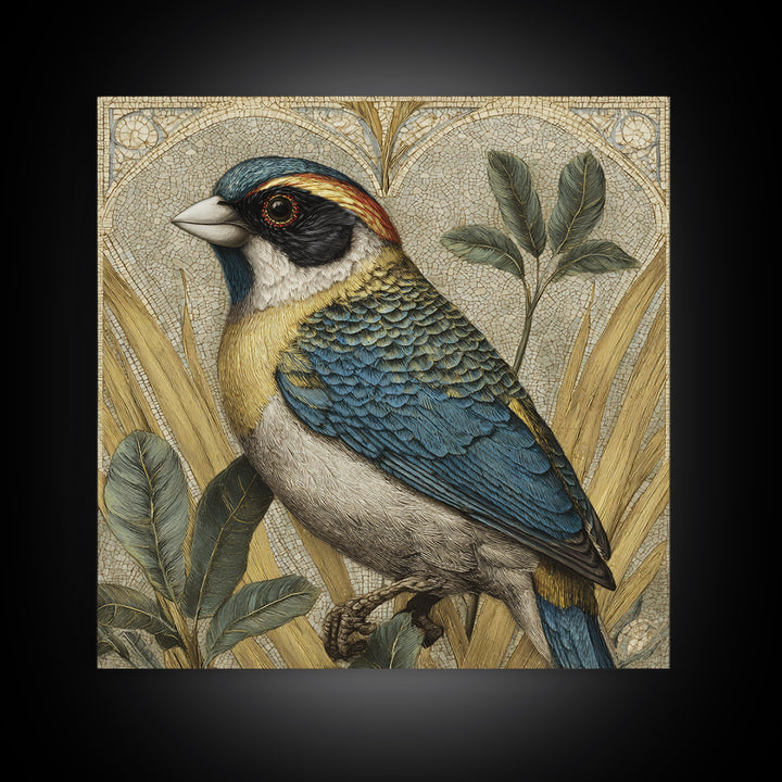 Colorful Jungle Bird Pattern Canvas Print, Tropical Art, Print, Living Room Decor, Fine Art, Tropic, Coastal Wall Art, TRO-1x1-20