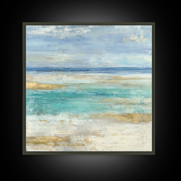 Tropical Lagoon with Turquoise Water Canvas Print, Tropical Art, Abstract Painting, Living Room Decor, Fine Art, Tropic, TRO-1x1-31