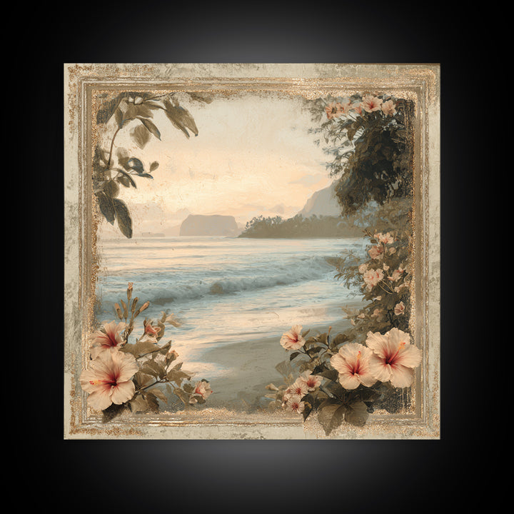 Sunset Surf Scene Framed Canvas Print, Tropical Art, Gallery Wall Art, Living Room Decor, Fine Art, Tropic, Textured Painting, TRO-1x1-46