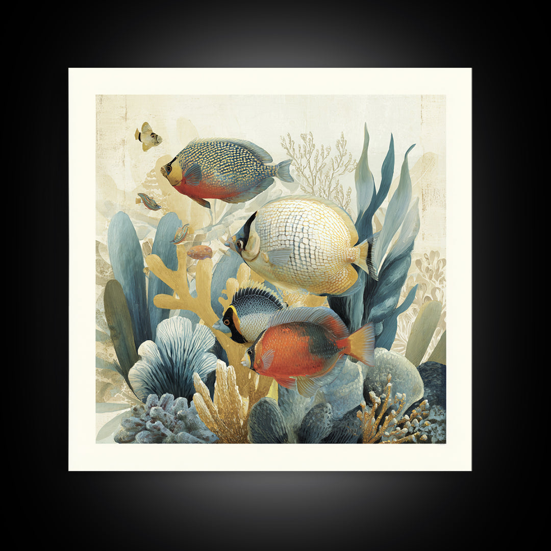 Tropical Fish over Coral Reef Canvas Print, Tropical Art, Gallery Decor, Living Room Decor, Fine Art, Tropic, Wall Art, TRO-1x1-59