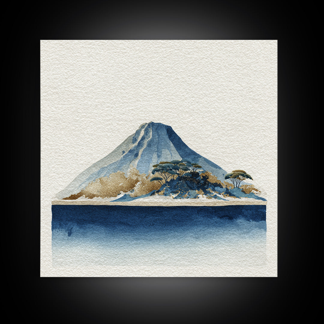 Island Volcano with Lush Foreground Canvas Print, Tropical Art, Contemporary Art, Living Room Decor, Fine Art, Tropic, TRO-1x1-89