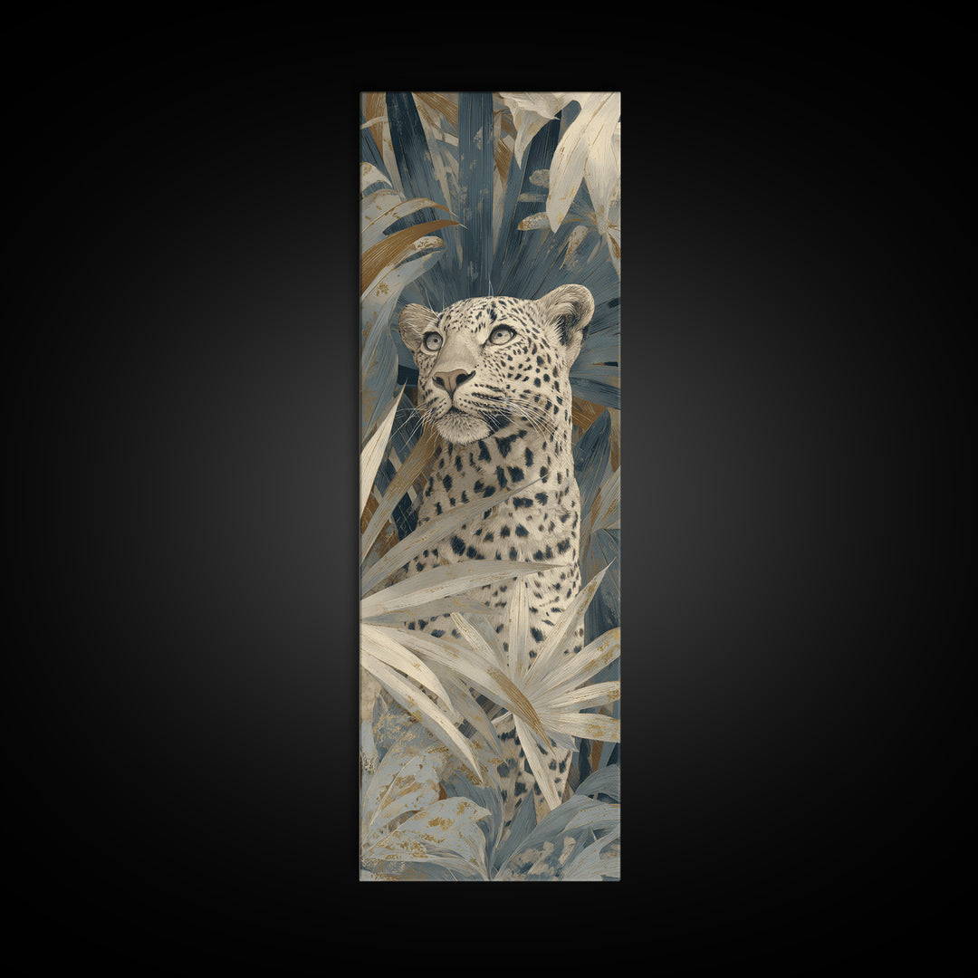 Leopard Hidden Among Palm Leaves Canvas Print, Tropical Art, Whimsical Art, Living Room Decor, Fine Art, Tropic, TRO-1x3-2