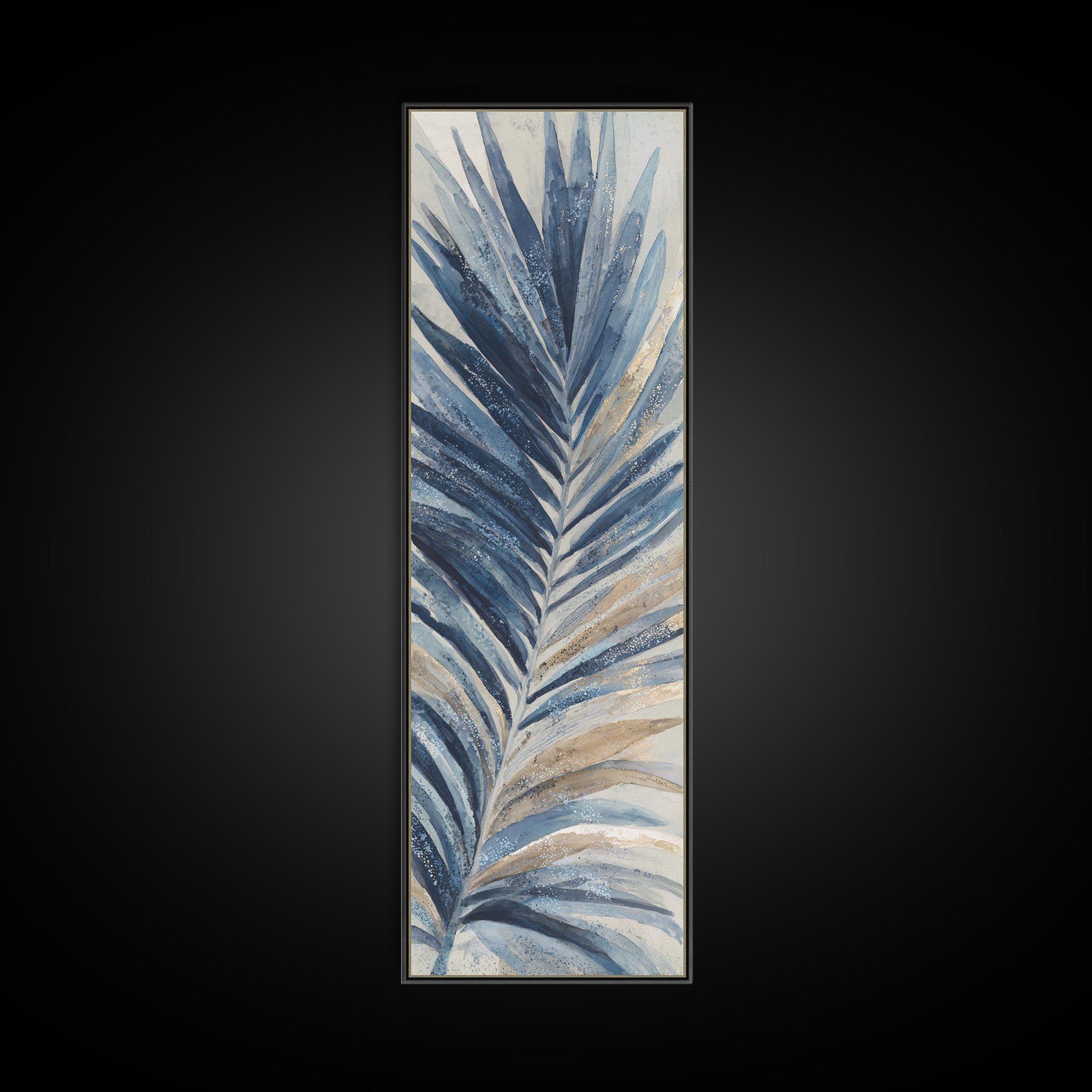 Rain Soaked Palm Leaf Closeup Canvas Print, Tropical Art, Coastal Wall Art, Living Room Decor, Oil Painting, Tropic, TRO-1x3-33