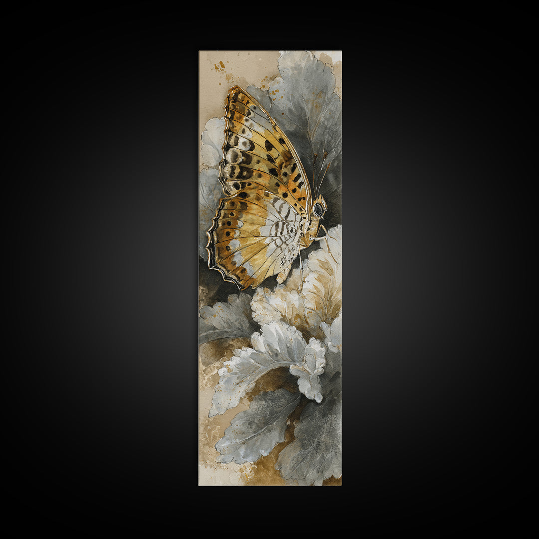 Tropical Butterfly and Flower Study Canvas Print, Tropical Art, Digital Print, Living Room Decor, Tropic, Downloadable Prints, TRO-1x3-35