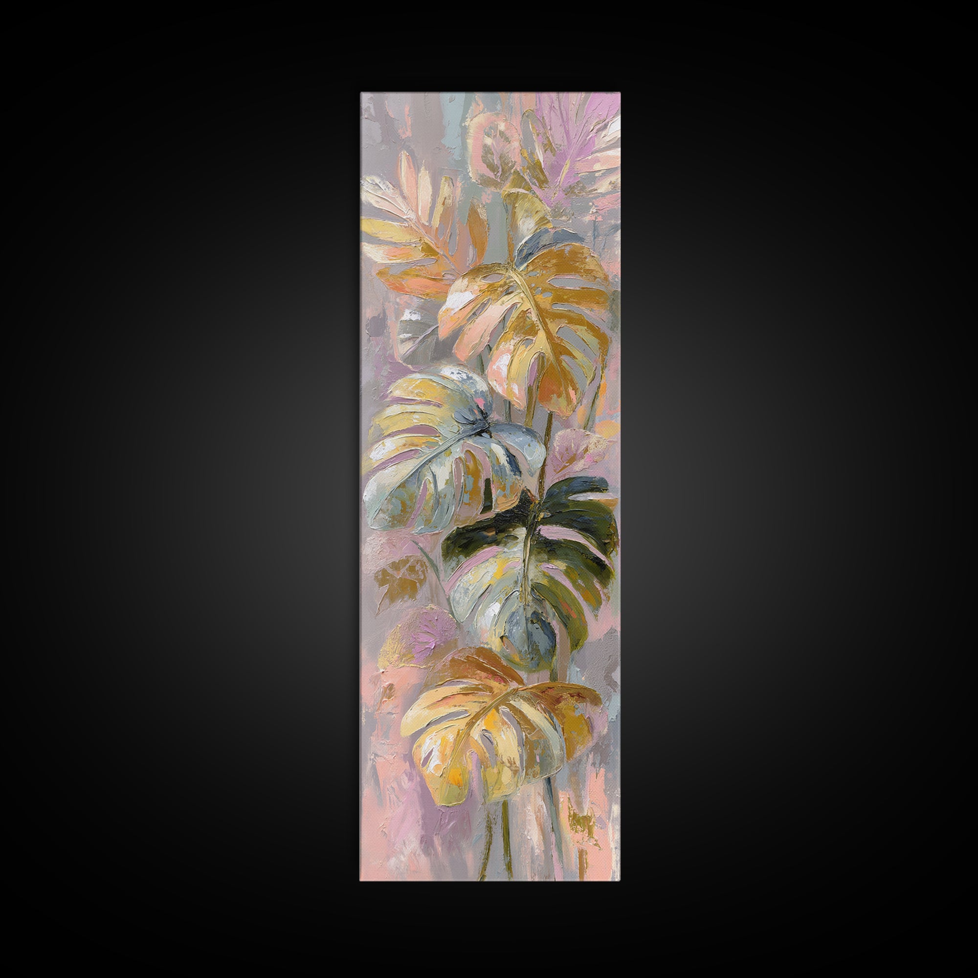 Lush Monstera Leaves Canvas Print, Tropical Art, Minimalist Decor, Living Room Decor, Fine Art, Tropic, Digital Print, TRO-1x3-37