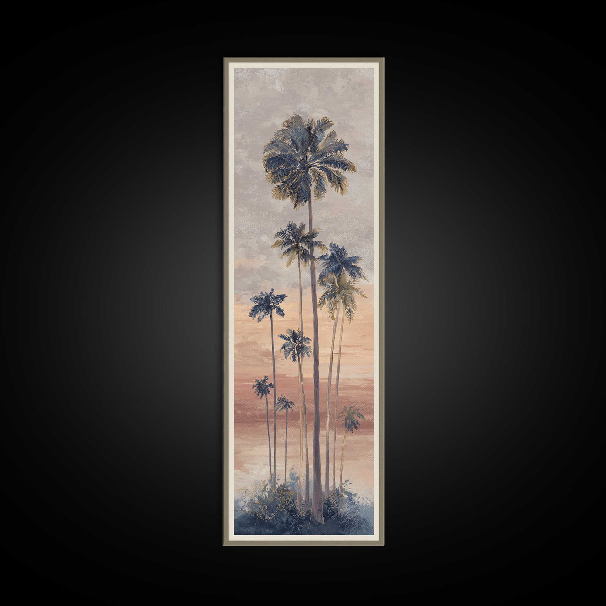 Palm Tree Silhouettes Canvas Print, Tropical Art, Pink Wall Art, Living Room Decor, Fine Art, Tropic, Coastal Art, Beach Print, TRO-1x3-40